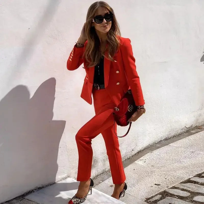 Spring Office Blazer with Trousers Sets | Fashionsarah.com