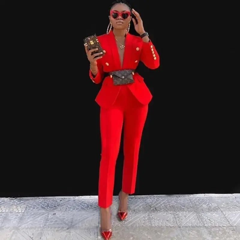 Spring Office Blazer with Trousers Sets | Fashionsarah.com