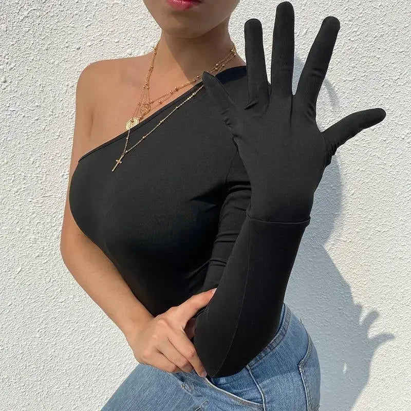 Off Shoulder Bodysuit With Glove | Fashionsarah.com