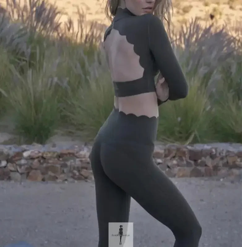 Fashionsarah.com Fashionsarah.com Backless Fitness Running Top and High Waisted Lifting Leggings