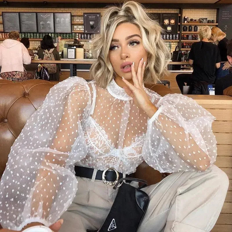 Women Polka Dot Shirts | Fashionsarah.com