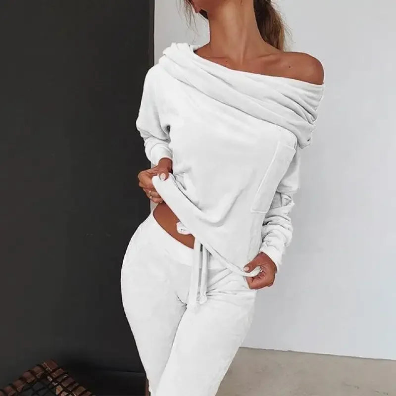 Off shoulder Velvet Tracksuits | Fashionsarah.com