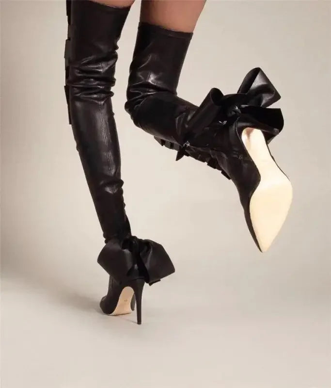 Oversized Bow Over the knee Boots | Fashionsarah.com