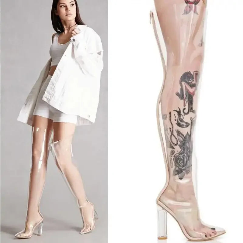 Transparent Thigh High Boots | Fashionsarah.com