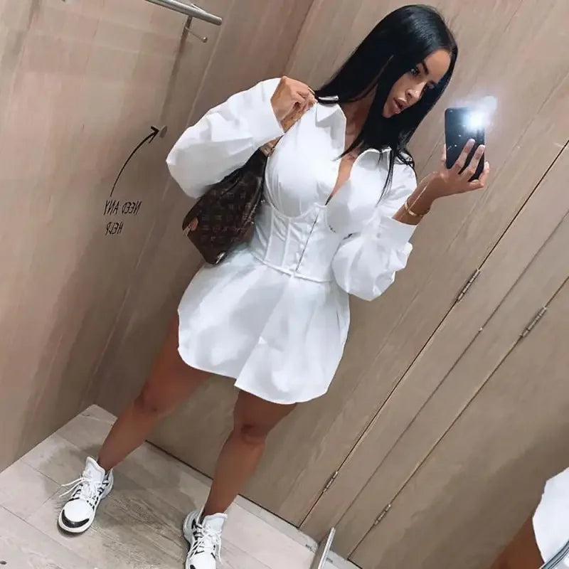 Mini Women Shirt Dress with corset | Fashionsarah.com