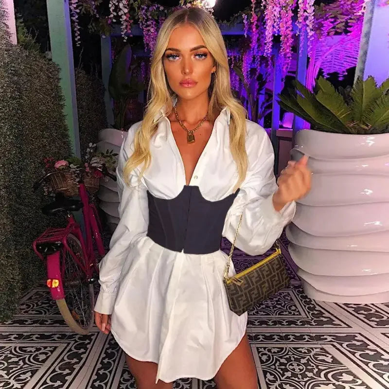 Mini Women Shirt Dress with corset | Fashionsarah.com