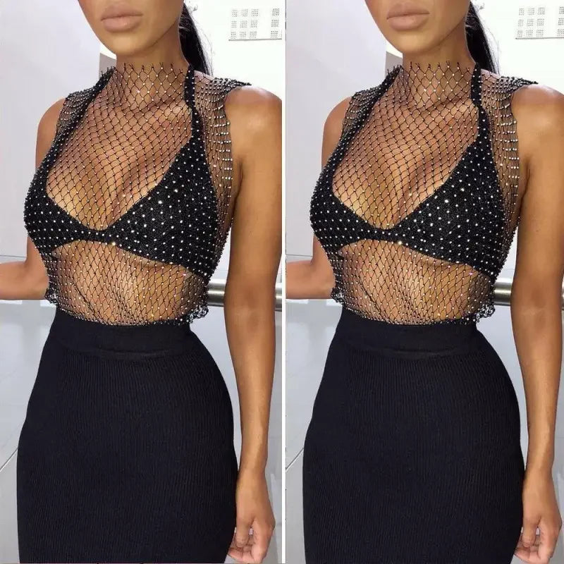 Women Rhinestone Crop Top | Fashionsarah.com