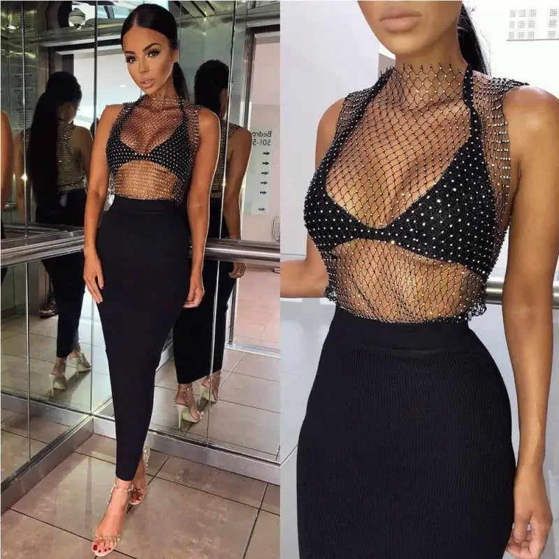 Women Rhinestone Crop Top | Fashionsarah.com