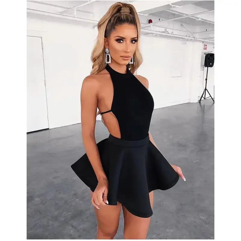 Black Halter Bandage Dress | Fashionsarah.com