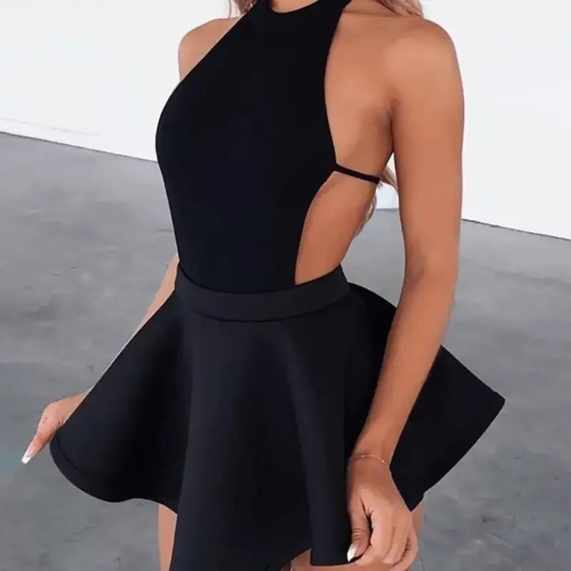 Black Halter Bandage Dress | Fashionsarah.com