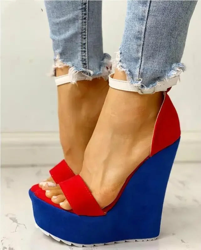 Royal Blue Wedged Heel Platform | Fashionsarah.com