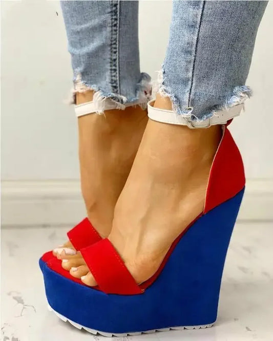 Royal Blue Wedged Heel Platform | Fashionsarah.com