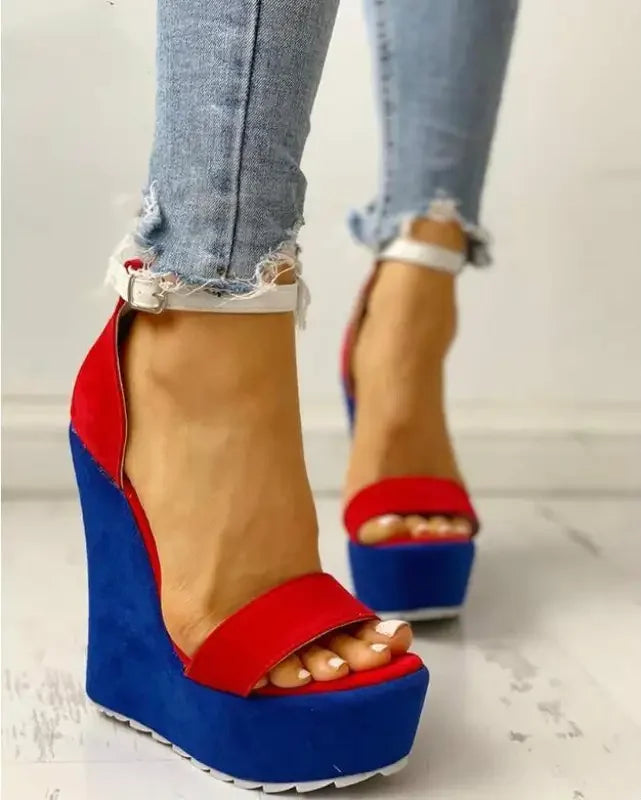 Royal Blue Wedged Heel Platform | Fashionsarah.com