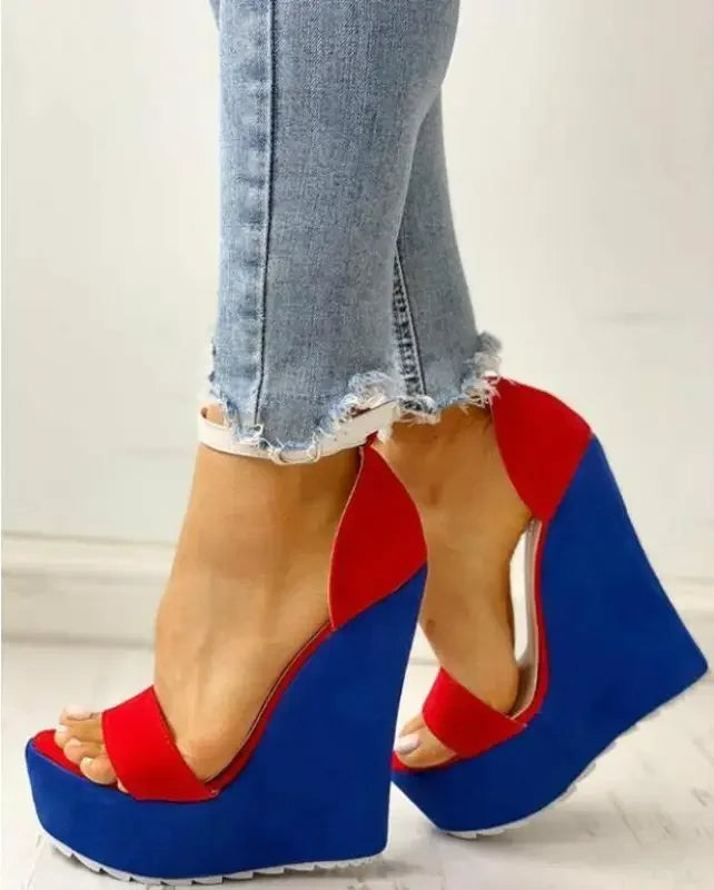 Royal Blue Wedged Heel Platform | Fashionsarah.com