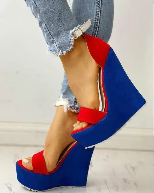 Royal Blue Wedged Heel Platform | Fashionsarah.com