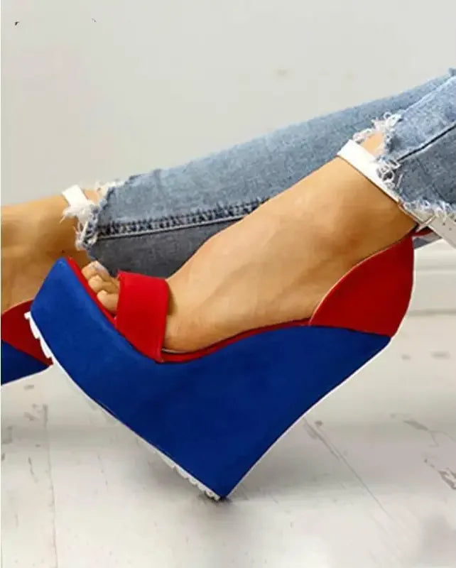 Royal Blue Wedged Heel Platform | Fashionsarah.com