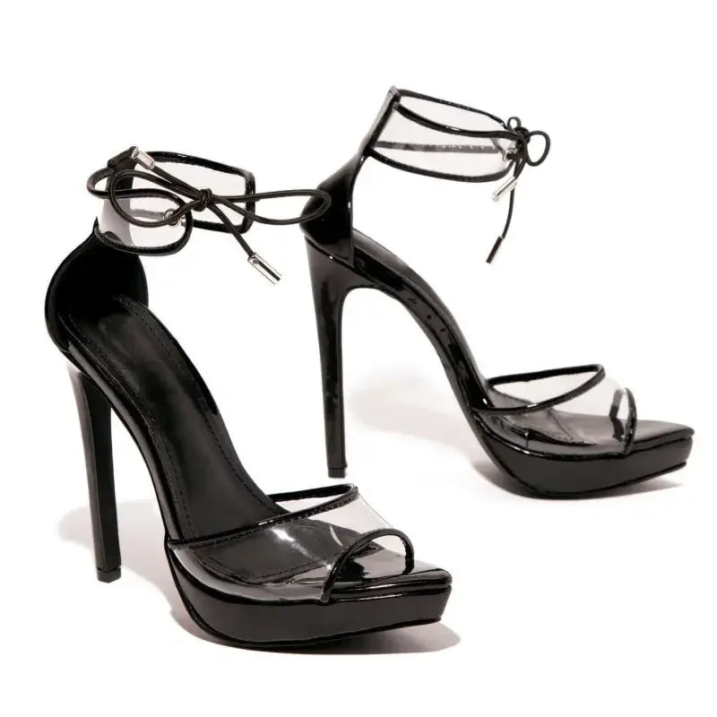 Cross-tied lace-up heels | Fashionsarah.com