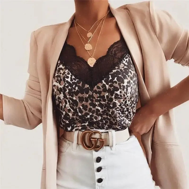 Women Leopard Lace Tops | Fashionsarah.com