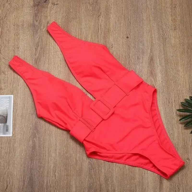 Deep V Belted Monokini | Fashionsarah.com