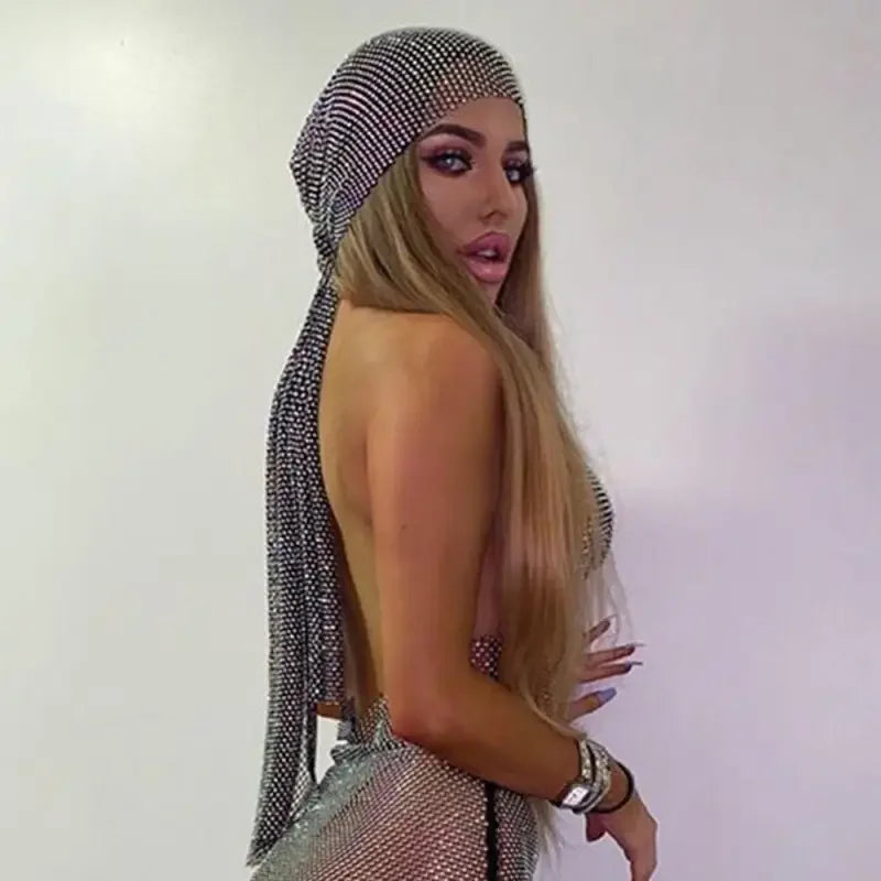 Shiny Rhinestone dress with Scarf | Fashionsarah.com