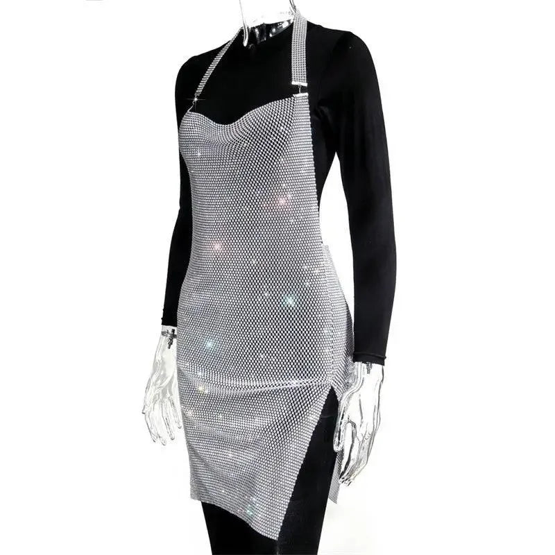 Shiny Rhinestone dress with Scarf | Fashionsarah.com