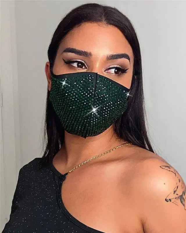 Elastic Rhinestone Face Mask | Fashionsarah.com