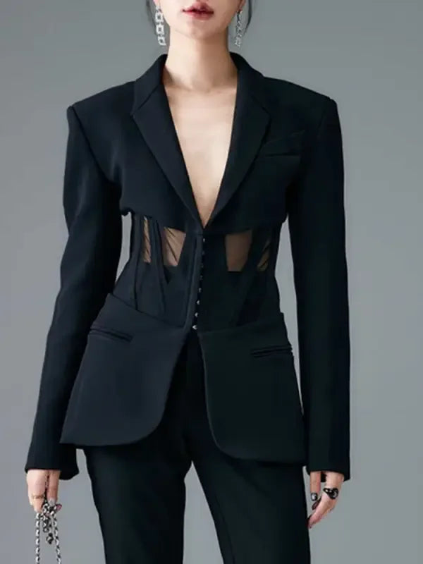 V-Neck Elegant Blazer | Fashionsarah.com