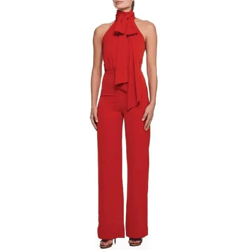 Red Lace Up Jumpsuit | Fashionsarah.com