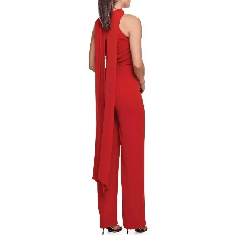 Red Lace Up Jumpsuit | Fashionsarah.com