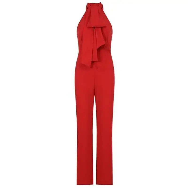 Red Lace Up Jumpsuit | Fashionsarah.com