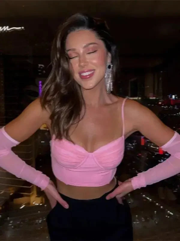 Women Pink Lace Top | Fashionsarah.com