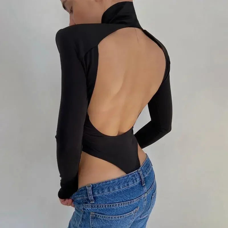 Backless Shoulder Pad Bodysuits | Fashionsarah.com