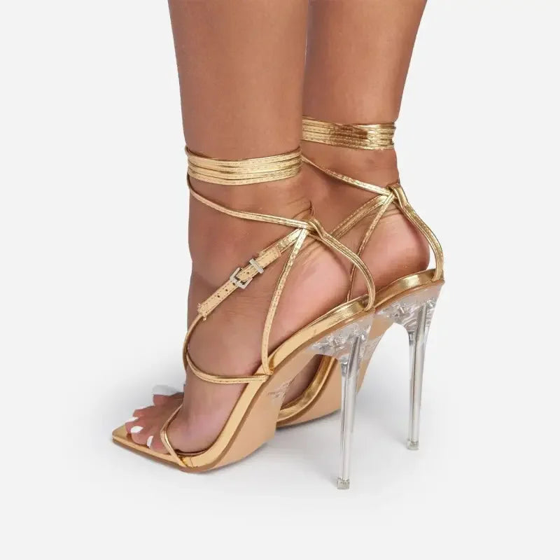 Square Toe Perspex Heels | Fashionsarah.com