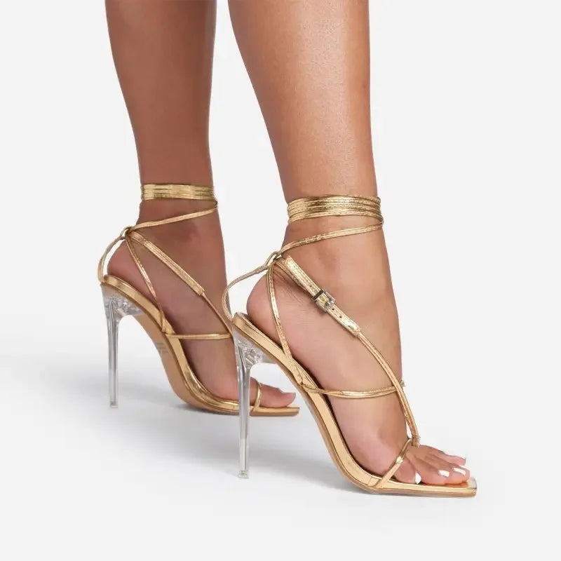 Square Toe Perspex Heels | Fashionsarah.com