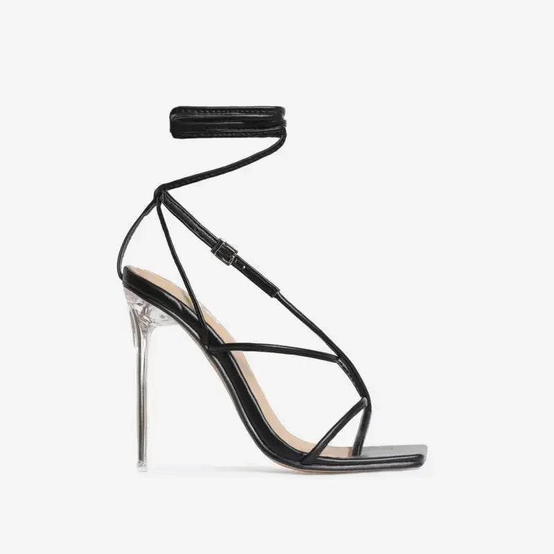 Square Toe Perspex Heels | Fashionsarah.com