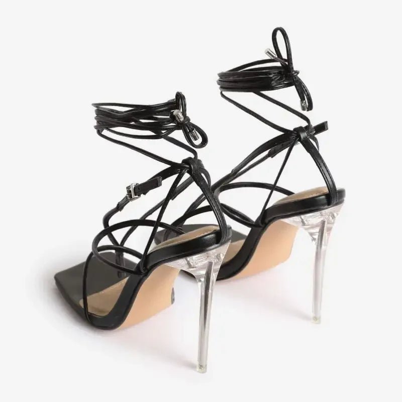 Square Toe Perspex Heels | Fashionsarah.com