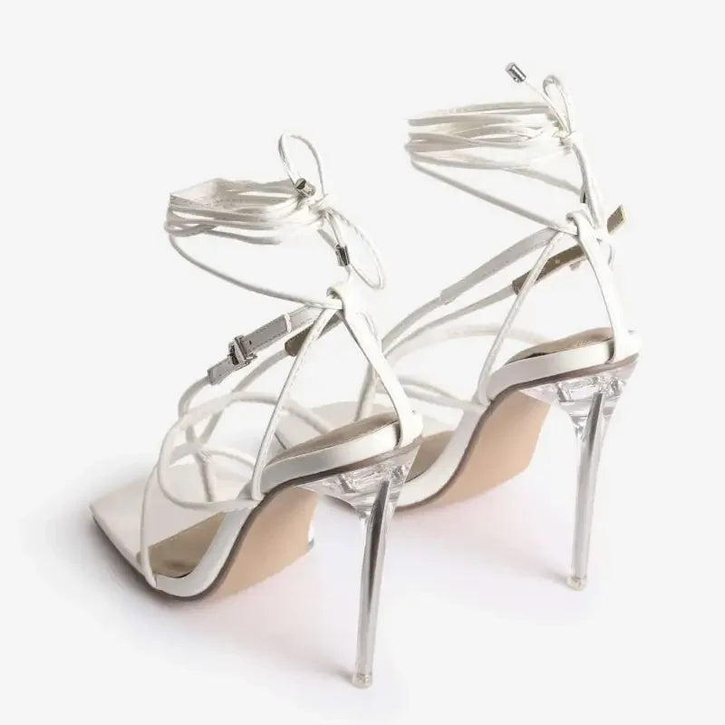 Square Toe Perspex Heels | Fashionsarah.com
