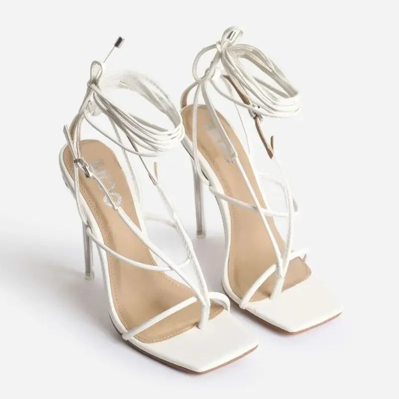 Square Toe Perspex Heels | Fashionsarah.com