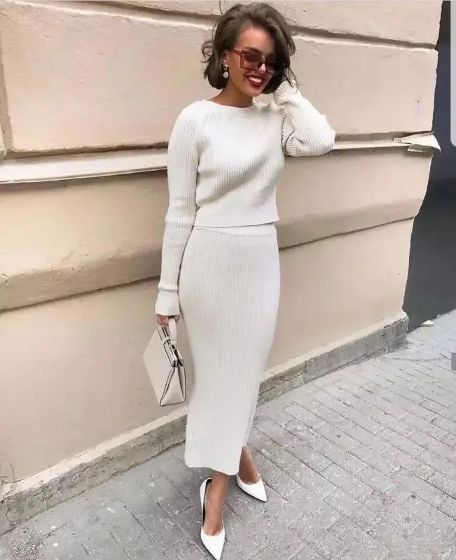 Elegant Stripe Two Piece Dress | Fashionsarah.com