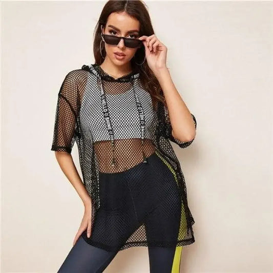 Mesh Hoodie Top | Fashionsarah.com