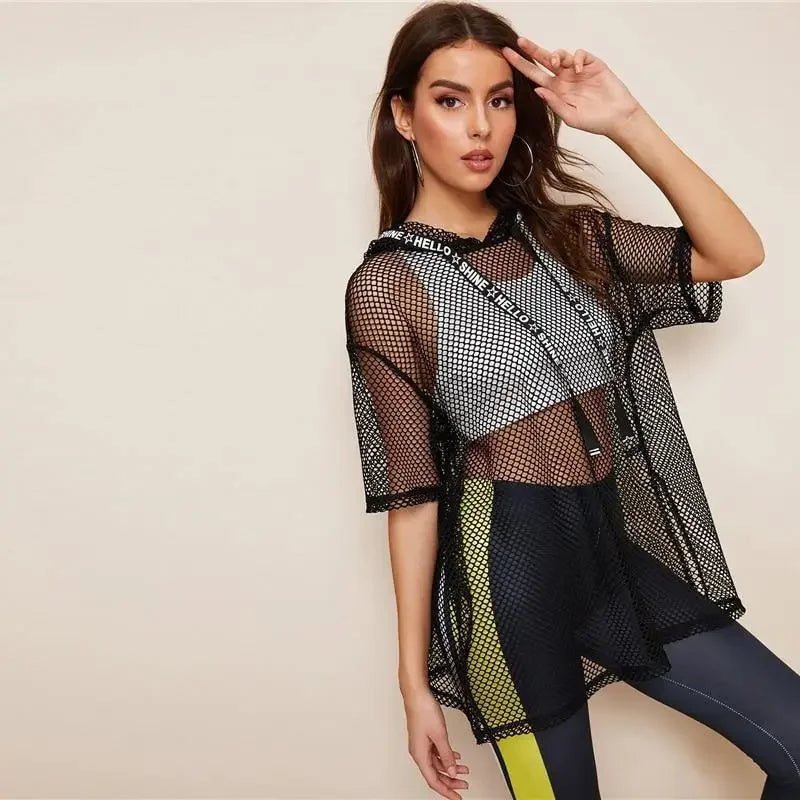Mesh Hoodie Top | Fashionsarah.com