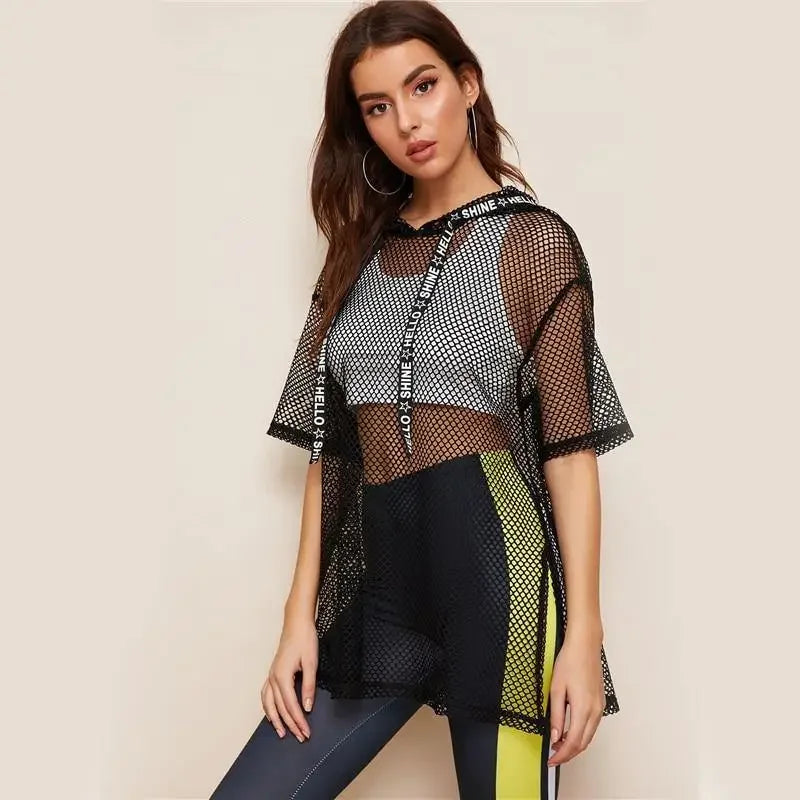 Mesh Hoodie Top | Fashionsarah.com