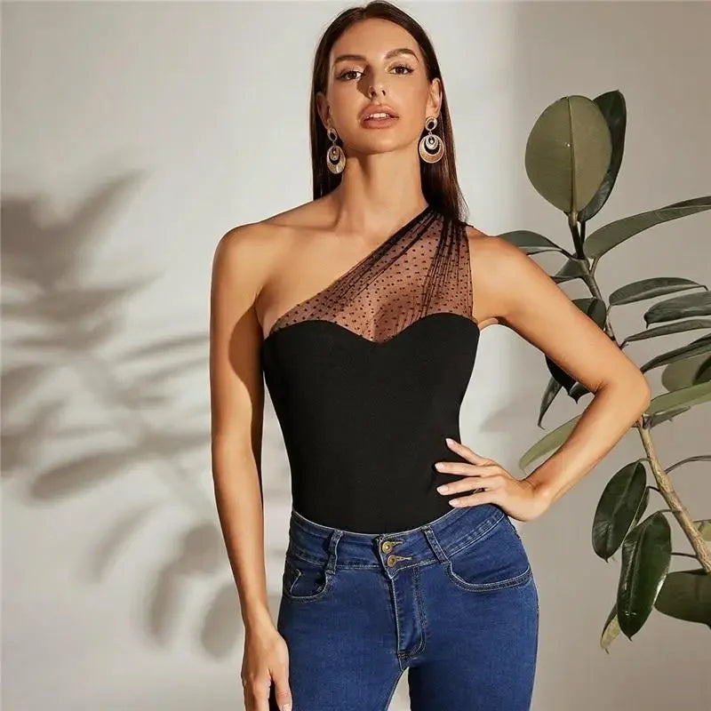 Women One Shoulder Dot Top | Fashionsarah.com