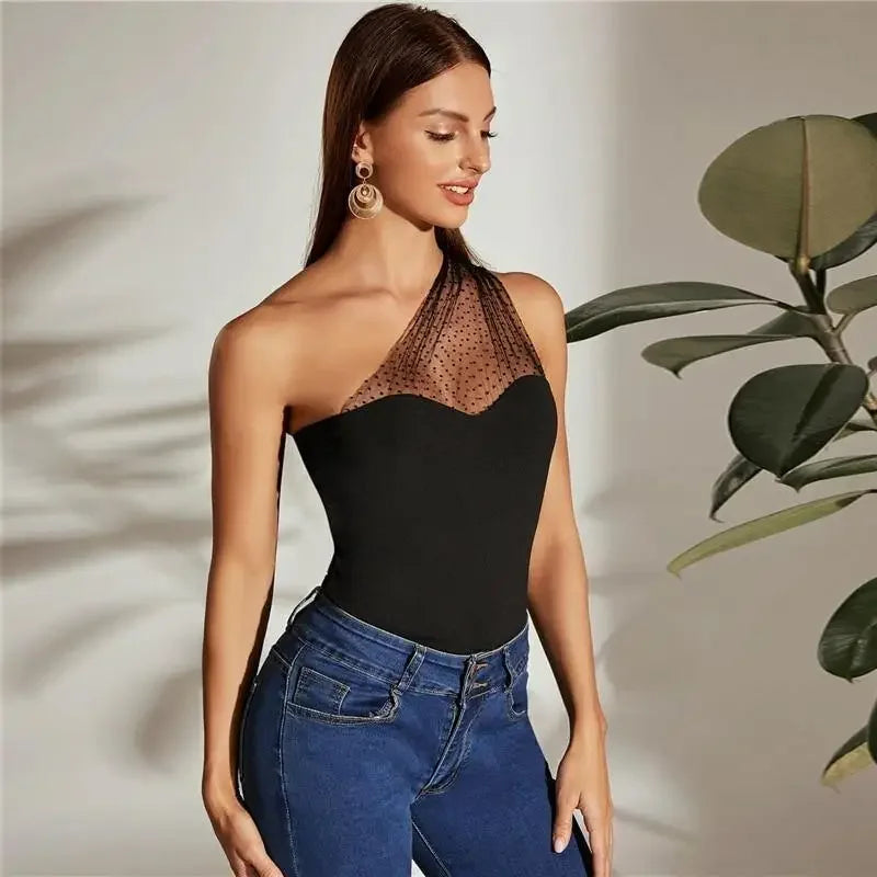 Women One Shoulder Dot Top | Fashionsarah.com