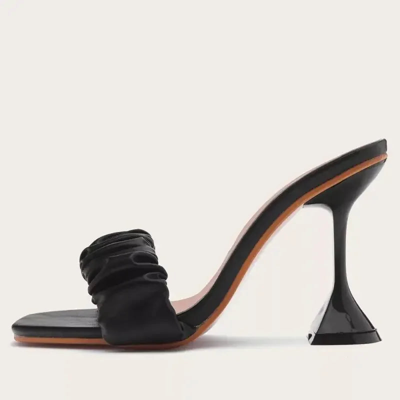 Pleated Square Heels | Fashionsarah.com