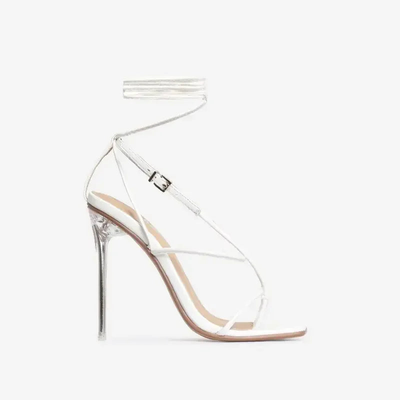 Lace Up Perspex Heels | Fashionsarah.com