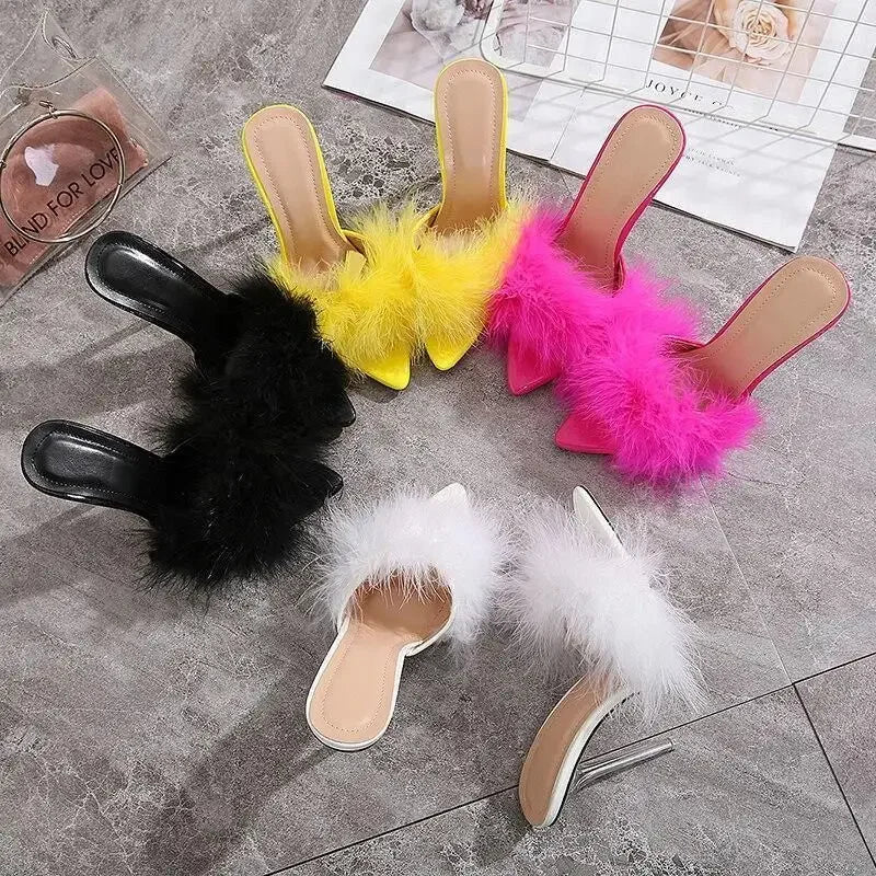 Feather Perspex Heels | Fashionsarah.com
