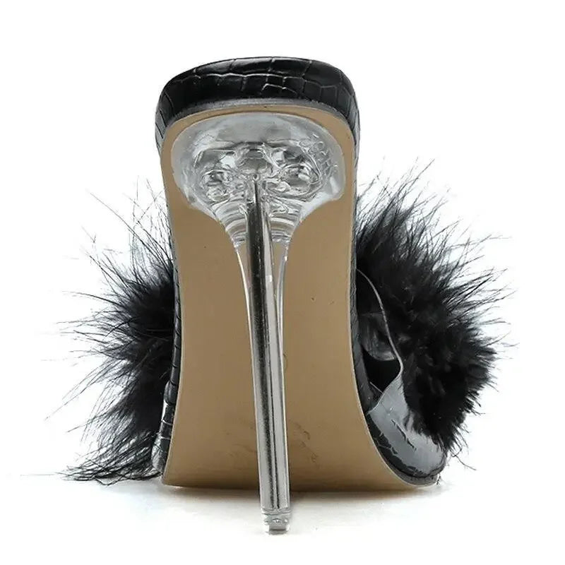 Feather Perspex Heels | Fashionsarah.com