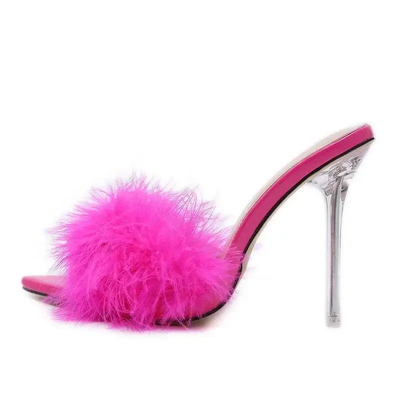 Feather Perspex Heels | Fashionsarah.com