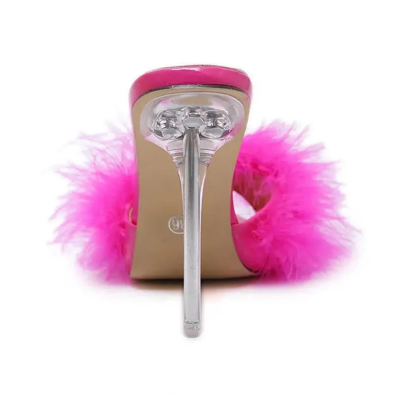 Feather Perspex Heels | Fashionsarah.com